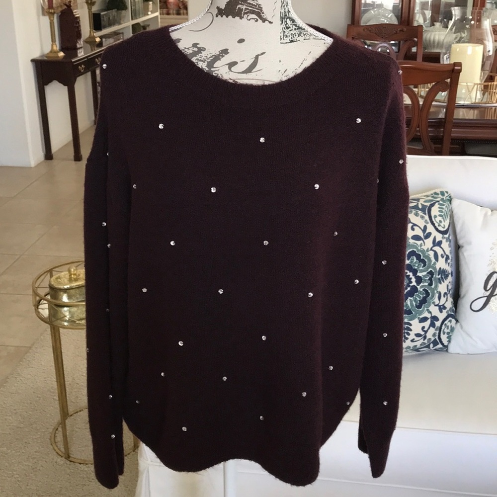 Deep wine colored sweater with bling 😊